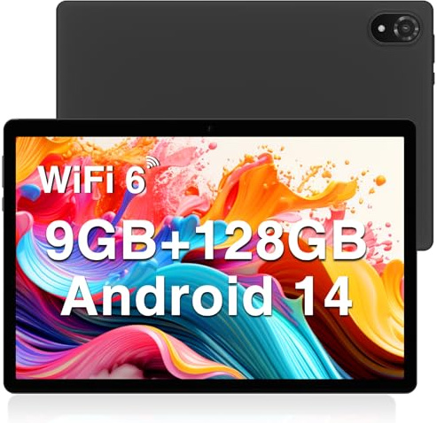 U10 2025 Neueste Android 14 Tablet 10 Zoll, 9GB RAM+128GB ROM (2TB TF) Kinder Tablets PC 5060mAh Gaming Tablet Android, Widevine L1/ 8MP+5MP Dual Kamera/WiFi 6/ Type C/ 3.5mm Kopfhörerbuchse
