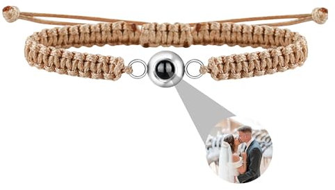 CSstone Foto Armband Für Frauen Herren Kreis Armband Armband mit Foto Projektion Personalisierte Bild Armband Liebe Gedächtnis Armband Seilkette Schmuck Geschenke Armband Mit Bild Innen