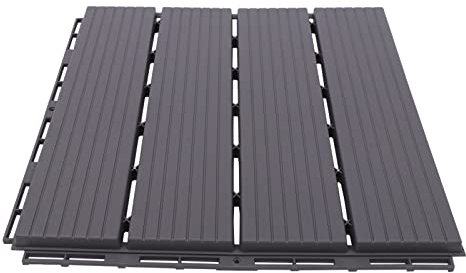 JAYEUW Fliesen WPC Terrassenfliesen 30x30 cm Fliesen 22 Stück Holzfliesen Balkonfliesen in Holzoptik Balkon Bodenbelag mit Klicksystem Terrassendielen Wasserfest für Balkon & Terrasse Grau