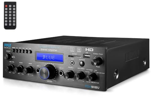 Pyle Amplificatore Audio Stereo Bluetooth Wireless per Casa, Amplificatore Multicanale 200 Watt, Ricevitore Audio con HDMI, USB/SD, AUX, RCA, Radio FM