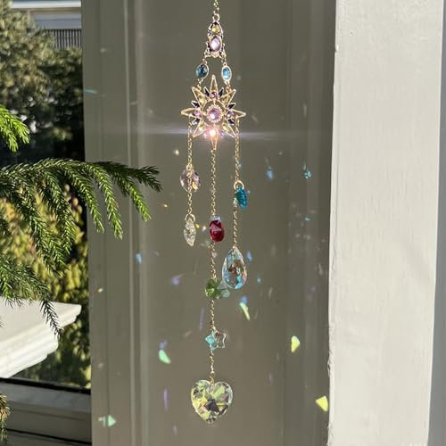 XJLyaya Acchiappasole Cristallo, Appendere Vetro Acchiappa Sole, Crystal Suncatcher, Suncatcher Pendenti, Acchiappasole Arcobaleno, per Finestra Casa Giardino Natale Giorno Festa Matrimonio
