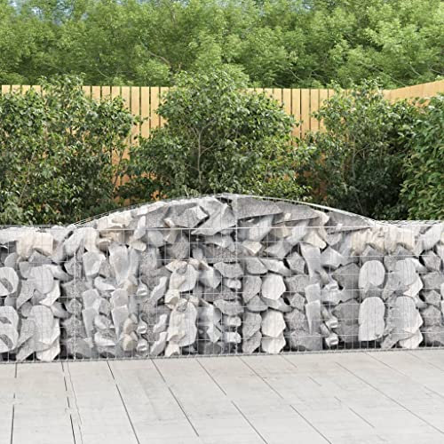 OHOOWOO Cesti Gabbioni ad Arco 3 pz 400x50x80/100 cm Ferro Zincato,Eleganti cesti di gabbioni in ferro zincato per barriere decorative e fonoassorbenti Vasi e accessori per piante