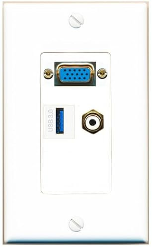RiteAV Placa de pared de 1 puerto RCA-White 1 USB-3 hembra-hembra con conector SVGA [blanco]