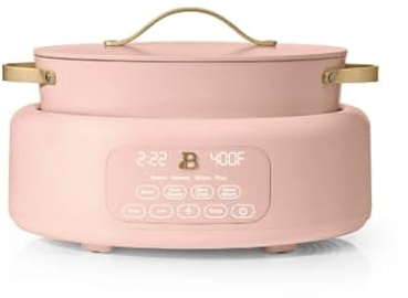 10-in-1 6Qt Electric Multi-Cooker– Slow Cooker, Rice Cooker, Steamer & More | Touch Control, Oven-Safe, Dishwasher-Safe | Rose Pink