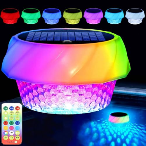 Joycome Halloween Pumpkin Lights with Remote, Floating Solar Pool Lights for Party Events, RGB Tub Light IP68 Waterproof Pond Lamp for Bathing Time, Ponds, Swimming Pool, Halloween, Christmas Decor