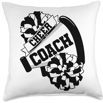 Cheer Coach with Megaphone and Pom Poms Throw Pillow