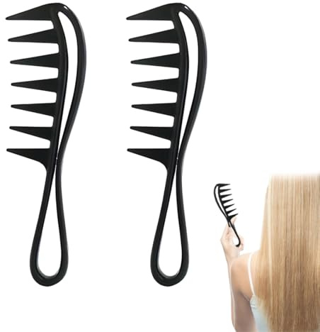 LAKJUOZ 2 Piezas Peine Pelo Rizado Peine Puas Anchas Peine Rizos Antiestático Peine Antitirones Peines De Peluqueria Profesional Para Salón Y Hogar Reduciendo Rotura Cabello