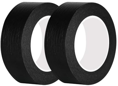 Qrity 2 Ruban de Masquage à Usage Général 40mm x 50m, pour la Protection des Surfaces Lors de Travaux de Décoration/Peinture, Noir