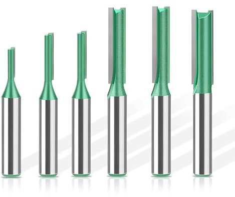 Hossom 6 Stück 8mm Schaft Nutfräser, Fräsfräser für Holzbearbeitung, Hartmetall Fräsen Werkzeug, Holzfräser Fräser Fräsfräser Schneidmesser - 3mm, 4mm, 5mm, 6mm, 7mm, 8mm