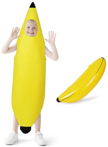 AYBUY Banana Costume for Kids,Fun Banana Fancy Dress Outfit,Inflatable Banana Toy Lightweight and Comfortable Fruit Costume for Christmas,Party,Carnival,Role Playing