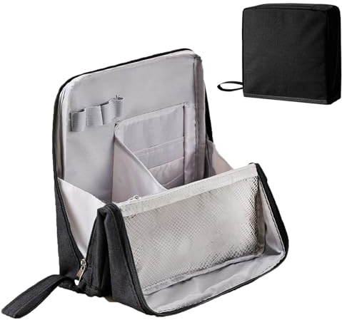 Ninnyi Makeup Bag with Compartments, Large Capacity Organiser, Multi Purpose Standing Make Up Bags for Travel Cosmetic Stationery