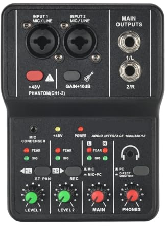 Interface Audio Portable Professionnelle, Mini USB, Carte Son Externe, Mélangeur, Ordinateur, Guitare, Studio, Enregistrement Sur PC, 48V