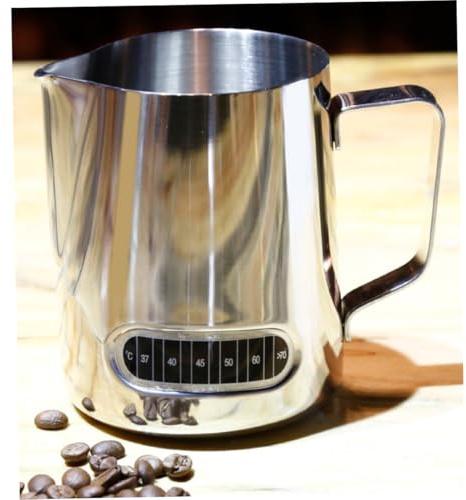 CIYODO Bricco per Latte in Acciaio con Display Temperatura Montalatte Professionale per Latte Art e Cappuccino Pull Flower per Caffè Resistente e Antiruggine per Bar e Cucina