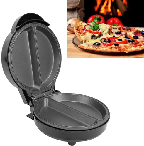 XSDAJSD Horno de Pizza eléctrico de 850 W para encimeras, máquina para Hacer Pizza doméstica con Placas antiadherentes y luz indicadora, Calentamiento Uniforme para Uso en pizzerías y restaurantes.