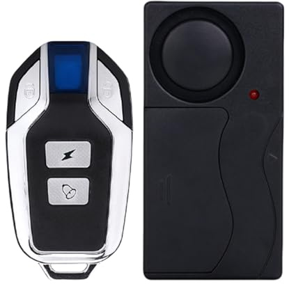 Alarma de Motocicleta – Seguridad inalámbrica de 110 dB, Dispositivo de Control Remoto Compacto, bocina antirrobo Impermeable, de alimentación de Larga duración | con Remolque de Coche, Carrito