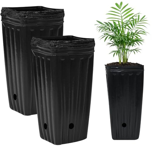 TEUYOE 40 st djupa barnkammare trädkrukor i plast, höga trädkrukor i plast för ympning och upphöjning av plantor av grönsaker, frukt, blommor, träd och vindruvor (20 x 10 cm)