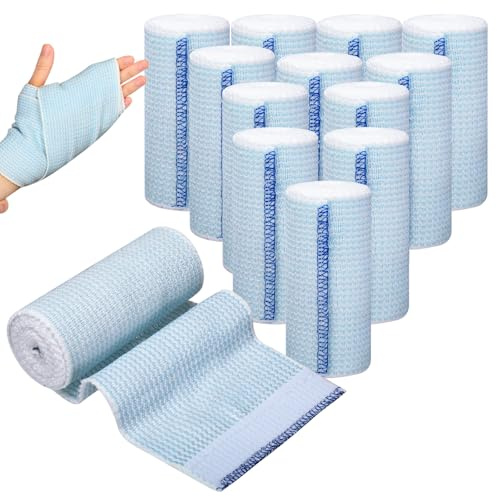 Premium Conforming Bandage 12pk (10cm x 4.5m) Elastic Bandage Wrap with Self Closing Elastic Bandage Wrap Reusable Individually Gauze Rolls for Wounds
