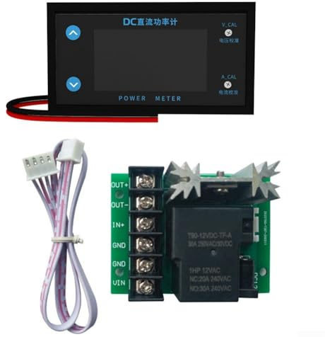 Misuratore di potenza digitale DC 8-12V con voltmetro LCD a 4 cifre e amperometro Visualizzazione tensione 0-500V, corrente 0-10A e potenza fino a 5000W con letture calibrate (doppia testa)