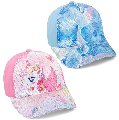 Cheerful Mario 2 Pack Cappello da Baseball Regolabile per 3-8 Anni Bambini, Cappello Visiera per Bambino, Berretto da Baseball Bambina Unicorno-A