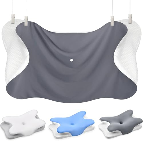 Comfortable and breathable neck support pillow pillowcase – grey (only for 69x37x9/12 cm)