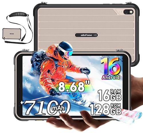 Ulefone Rugking Pad Pro 4G Tablet Resistente 8.0 Pulgadas, 16GB+128GB+2TB Tablette Gemini AI, Android 16 Tablet Antigolpes, 7100mAh, IP68/IP69K/NFC/GPS/OTG/5G WiFi/FM,2 Altavoces Estéreo, Gris