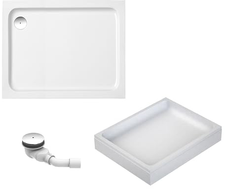 Schulte Duschwanne Cala 100x80 cm, rechteckig aus hochwertigem Sanitäracryl inkl. Wannenträger, Ab- und Überlaufschutz, Pflegeleicht und alterungsbeständig, Größe wählbar
