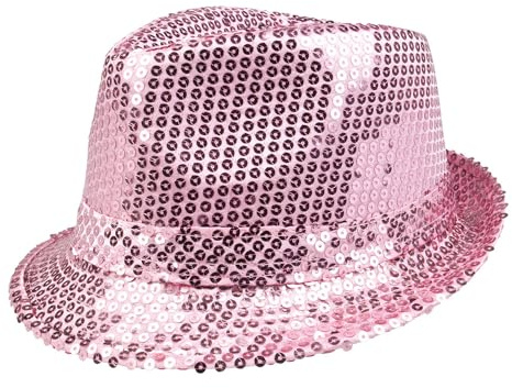 BF Souvenirs Pailletten Partyhut Popstar Sequence – Glitzerhut für Damen & Herren, Festival Hut, Disco & 80er 90er Party Accessoire, Fasching Karneval JGA Silvester (Rose)
