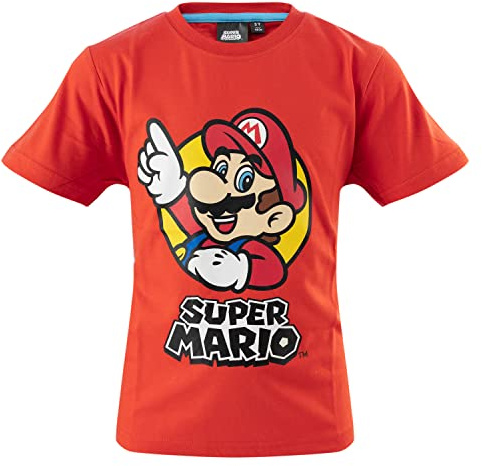 Super Mario T-Shirt Bambino Ragazzo | Maglietta 100% Cotone Rossa Manica Corta | Abbigliamento Ufficiale Nintendo per Bambini 3-10 Anni | Maglia Estate Scuola Sport [7313 Rosso - 4-5 Anni]