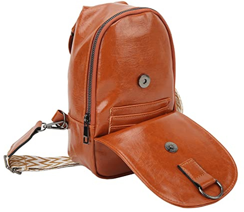 Generic Enkel Axelväska, PU-läder Sling Ryggsäck Messenger Bag, Single Strap Design med Kompakt Bär, Justerbar Passform, för Utomhusvandring Shopping Sport (Brun)