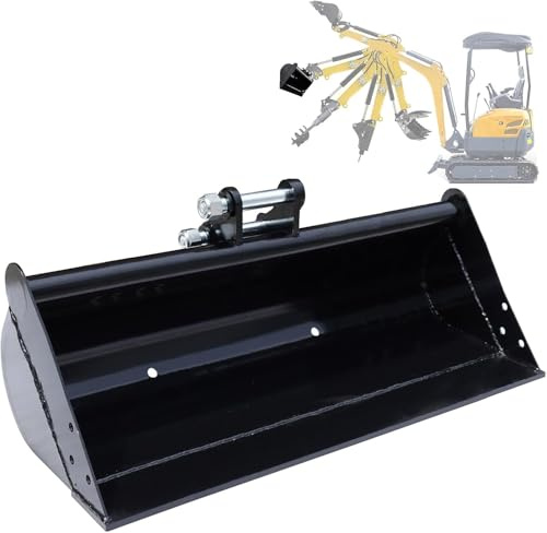 DANWIWEE Mini pelleteuse 100 cm - Pelle de pelleteuse pour pelleteuse de 800 à 1800 kg - Pelle de nettoyage robuste avec tige pour chargement de terre et de sable