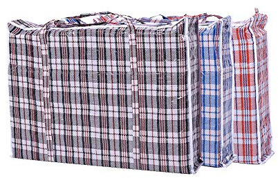 Set of 3 Jumbo STORAGE LAUNDRY SHOPPING Bags with Zippers and Handles. Size 27x25x5
