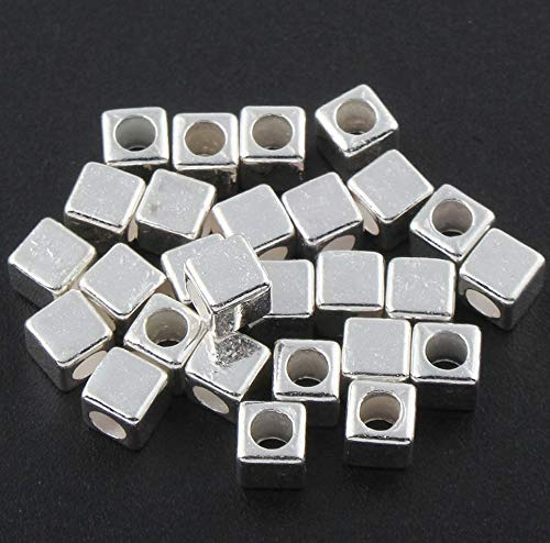 Perlin 40X Tibet Silber Perlen 3x3 mmMetallperlen Spacer Würfelform Würfel Schmuckperlen 3x3mm Metal Beads