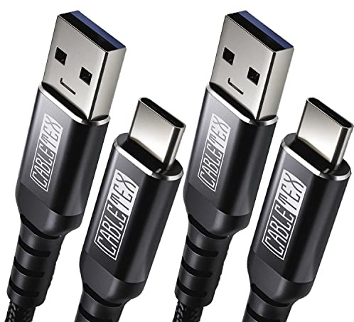 USB C Kabel auf USB 3.0 Typ A Set [2Stück] 1,5 Meter Ladekabel Nylon Textilkabel Datenkabel für USB 3.1 Computer und Smartphones Galaxy S8, S8+, OnePlus 3, HTC 10, MacBook Pro und viele mehr - SCHWARZ