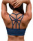 YIANNA Frauen Sport BH Ohne Bügel Gepolstert Racerback Bustier Yoga Sports Bra Push Up Joggen Fitness Top Starker Halt Shirt Blau,YA139 Size L