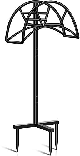 TomCare Garden Hose Holder Detachable Metal Water Hose Holder Holds 150 FT Hoses Free Standing Hose Hanger Stand Heavy Duty Garden Storage Rack for Outside Yard Lawn, Black