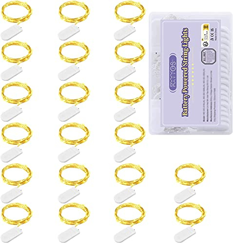 Guirlande Lumineuse LED, Girlande de Lumière à Piles Lot de 20 Fil en Cuivre 1m avec 10 LEDs Blanc Chaud pour Décoration Anniversaire, Fête, Mariage, Noël, Jardin, Terrasse, Pelouse