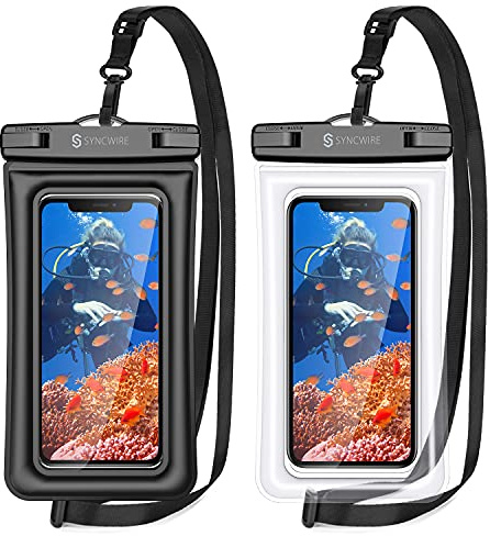 Syncwire Wasserfeste Handyhülle [7 Zoll, 2 Stück] IPX8 Universal Wasserfeste Handyhülle für iPhone 16 15 14 13 12 11 Pro Xs Max Mini Se, Galaxy S25 S24 S23 S22 S21 S10