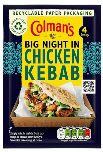 Colman's Weekend Wonders - Mélange de recette de poulet Kebab Meal Maker - Mélange d'épices pour un repas familial à emporter parfait avec du pain pitta 30 g