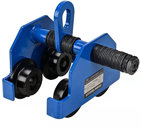 Manual Trolleys-Heavy Duty 2200LBS Capacity，Push Beam Trolley， 3-6 in Adjustable Flange，Crane Lift Du Garage Hoist for Straight Curved I Beam