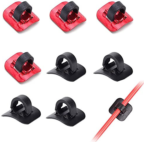 ZUOMENDY18 8pcs Fahrrad Kabel Clip Selbstklebender C-Clip Fahrrad C-Clip KabelfüHrung Fahrradrahmen C Schnalle Bremskabel Rotierenden Haken für Bremskabel Rohr Guide Shifter MTB/Road （Schwarz ，Rot）