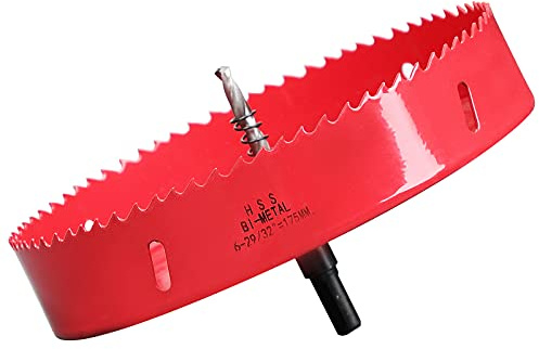 Lochsäge 175mm, M42 HSS Lochbohrer Set Bimetall mit Sechskant-Schaft und Zentrierenden Metallbohrern Bohrkronen Set für Metall,Eisen,Aluminium,Holz,Trockenbau, Kunststoff, Faserplatten, Rot
