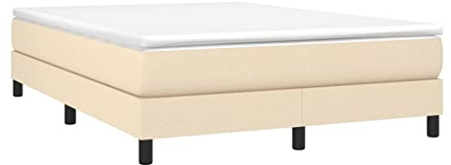 vidaXL Boxspring-sängram gräddvit 140x200 cm tyg