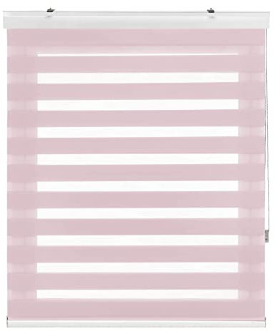 Estoralis | Sansa | Doppelrollo mit Weiss Kassette | Doppelter Stoff, Tag und Nacht | Farbe - Hell-Pink | 145 x 180 cm. (Breite/Höhe) Stoffgröße 142 x 175 cm. | Rollos für Fenster und Türen