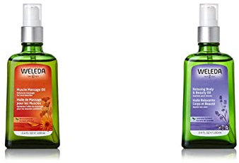 WELEDA - Huile de Massage à l'Arnica - Préparation et Récupération Sportives - Flacon Bio 100 ml & Huile Relaxante à la Lavande - Détend et Apaise - Flacon Pompe en Verre 100 ml