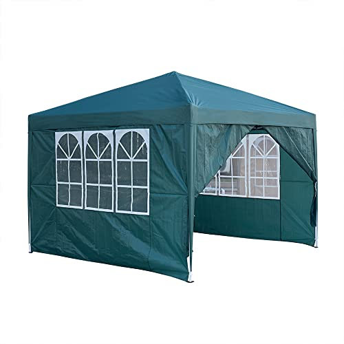Panana Waterproof 3x3m, 2.5x2.5m, 2x2m Pop Up Gazebo Party Tent BBQ Canopy Outdoor Awning with Side Walls3x3m Pop Up Gazebo Party Tent BBQ Canopy Outdoor Awning with Side Walls, GREEN