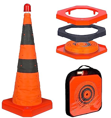Faltbar Leitkegel Warnkegel Verkehrskegel faltbar Pylon Sicherheitskegel Mehrzweck-Popup-Reflektierender Sicherheitskegel (1, 28in mit beschwertem Sockel)