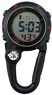 Ailan Digital Karabiner Clip Uhren Haken Uhr Elektronische Leuchtuhr Männer Kompasse Woche Bergsteigen Uhren Geschenk, Schwarz