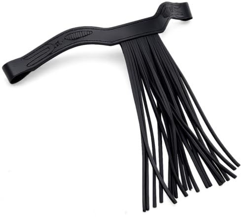 Tysons Breeches Leder Stirnband für Trense spanisch Stirnriemen Schwarz Fransen Frotalera VB WB X Full Leder (Vollblut)