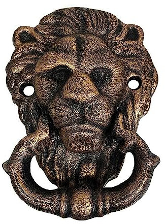 zeitzone Türklopfer Löwe Gusseisen Bronze Optik Löwenkopf Vintage Antik Stil