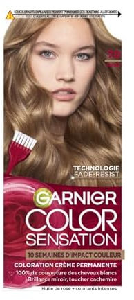 Garnier Color Sensation Coloration, Blond 7.0, Coloration Crème Permanente, Tous Types de Cheveux, Couleur jusqu'à 10 Semaines & Couvre les Cheveux Blancs 100%